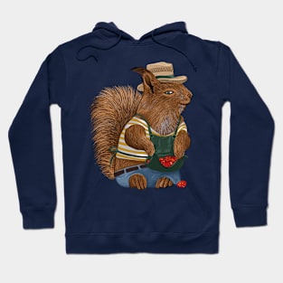 Squirrel collecting strawberries Hoodie